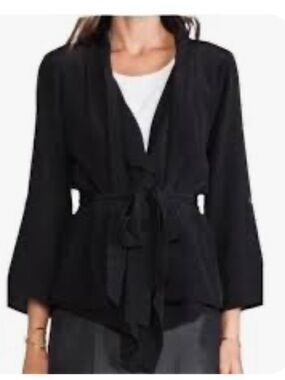 Yumi Kim Claudia 100% silk draped kimono jacket flowy boho career sz Lg
